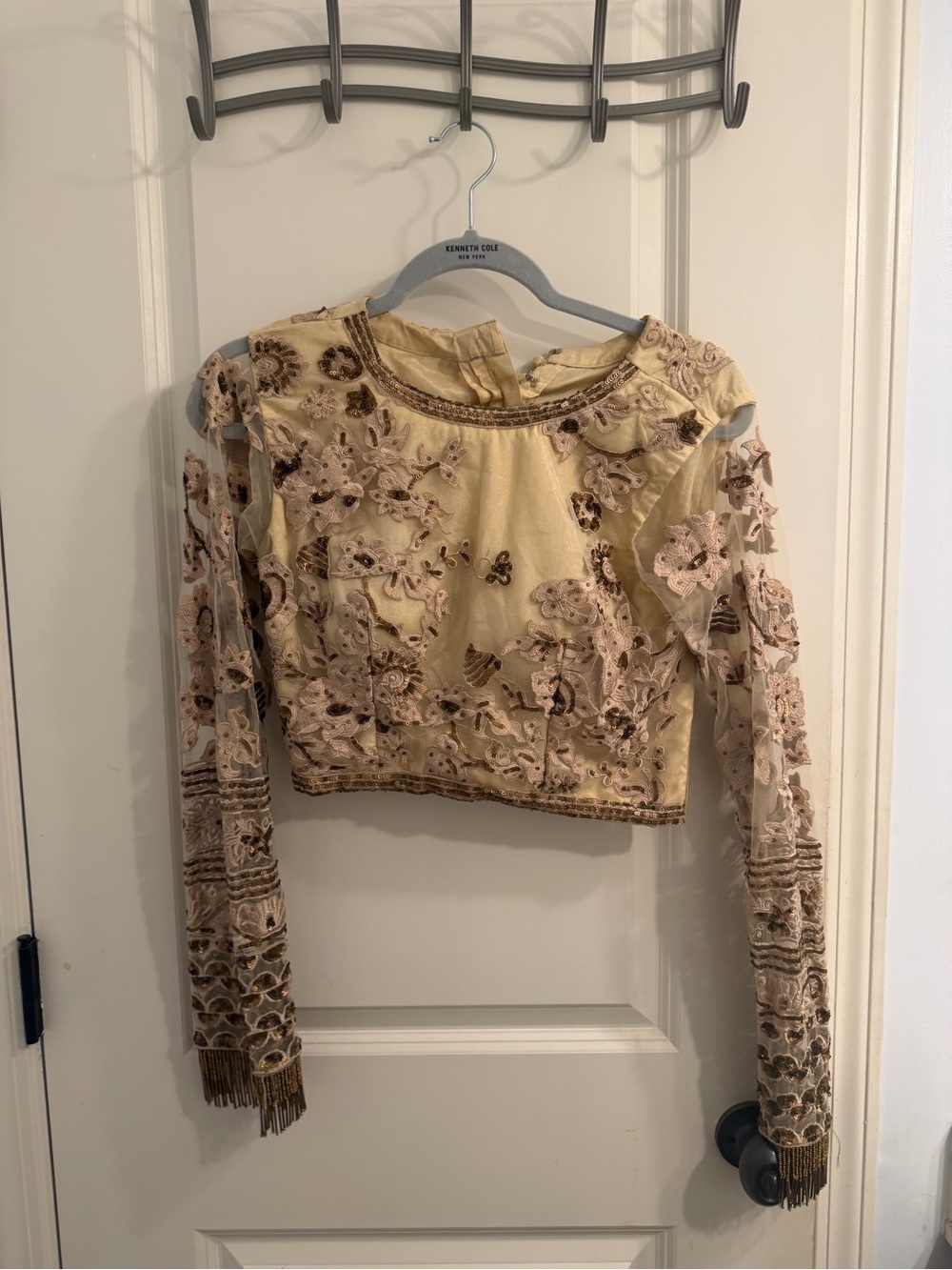 NWOT Cream & Golden Embroidered Lehenga/Saree blouse